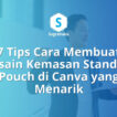 cara membuat desain kemasan standing pouch di canva, ukuran label produk