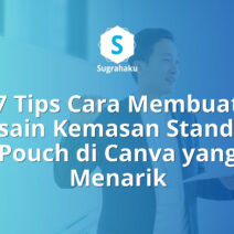 cara membuat desain kemasan standing pouch di canva, ukuran label produk
