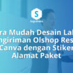 cara desain label pengiriman olshop resi di canva, stiker alamat paket